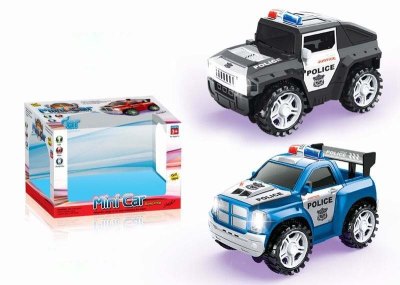 B/O BUMP AND GO POLICE CAR W/4LIGHT & 2ASST BLACK/BLUE  - HP1030854