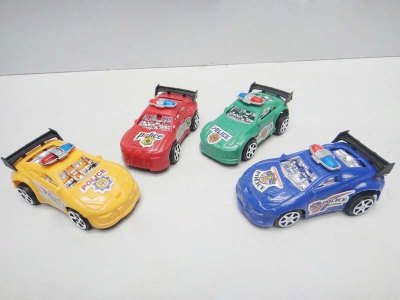 4PCS PULL BACK POLICE CAR (NATURAL COLOR) 4ASST RED/BLUE/YELLOW/GREEN - HP1031369