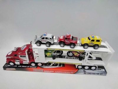 FRICTION CAR W/3CARS & 2MOTOR  RED/BLACK/BLUE - HP1031394