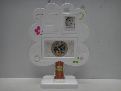 PHOTO FRAME W/CLOCK GREEN/PINK/BLUE/WHITE - HP1031575