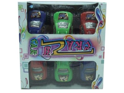 6PCS PULL BACK CAR RED/GREEN/BLUE 2ASST - HP1031737