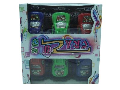 6PCS PULL BACK CAR RED/GREEN/BLUE 2ASST - HP1031738