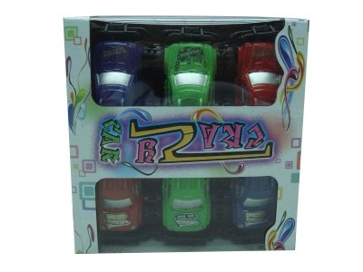 6PCS PULL BACK CAR RED/GREEN/BLUE 2ASST - HP1031740