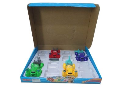 MOBILIZE PULL BACK CAR 8PCS DISPLAY BOX RED/PURPLE/YELLOW/GREEN - HP1033214