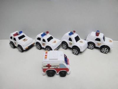 PULL BACK AMBULANCE CAR +4PCS FREE WAY POLICE CAR - HP1033403