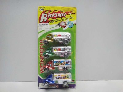 4PCS PULL BACK CAR  2ASST RED/BLUE/YELLOW/GREEN  - HP1033413