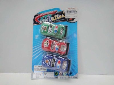 3PCS PULL BACK CAR (NATURAL COLOR) 4ASST RED/BLUE/YELLOW/GREEN - HP1033550