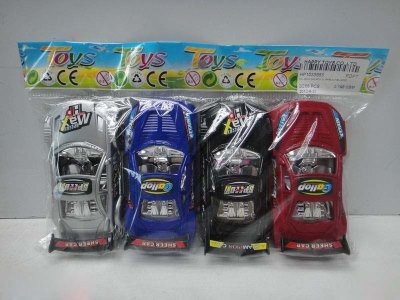 PULL BACK CAR 4PCS SILVER/BLACK/BLUE/RED - HP1033555