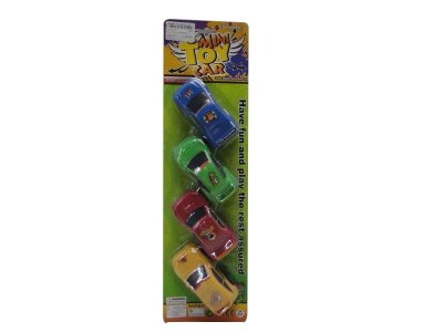 4PCS PULL BACK CAR  4ASST YELLOW/RED/BLUE/GREEN - HP1034016