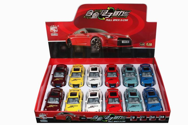 DIE CAST 1:32 PULL BACK CAR W/IC & LIGHT 12PCS DISPLAY BOX - HP1034205