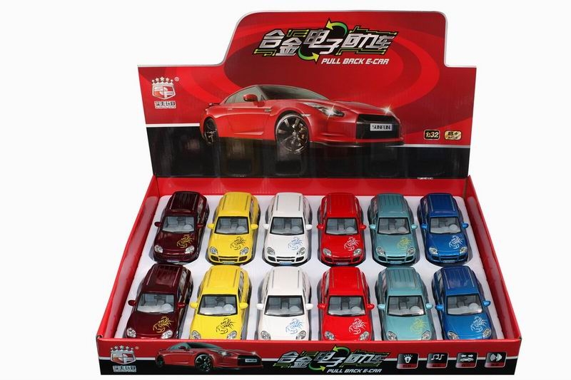 DIE CAST 1:32 PULL BACK CAR W/IC & LIGHT 12PCS DISPLAY BOX - HP1034207