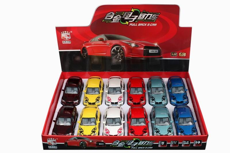 DIE CAST 1:32 PULL BACK CAR W/IC & LIGHT 12PCS DISPLAY BOX - HP1034208
