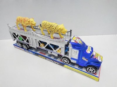FRICTION TRUCK W/2CAR & 2ANIMAL RED/BLUE - HP1034785