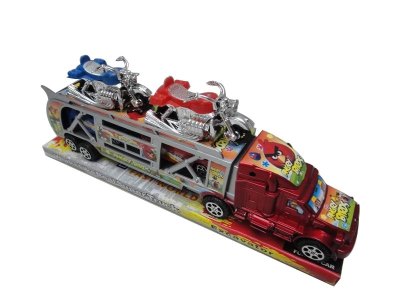 FRICTION TRUCK W/2 CAR & 2 MOTORCYCLE 3COLOR - HP1034794