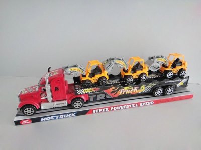 FRICTION TRUCK W/3 FREE WAY CONSTRUCTION CAR RED/BLUE/BLACK - HP1036074