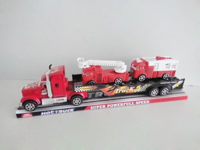 FRICTION TRUCK W/2 FREE WAY FIRE ENGINE CAR RED/BLUE/BLACK - HP1036079