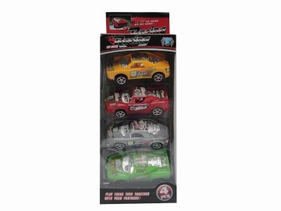 4PCS PULL BACK CAR 2ASST RED/YELLOW/GREEN/GREY - HP1037491