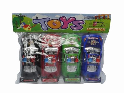 PULL BACK POLICE CAR 4PCS W/PAINTING RED/GREEN/BLACK/BLUE 2ASST - HP1037560