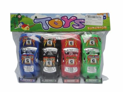 PULL BACK CAR 4PCS(NATURAL COLOR) RED/GREEN/BLACK/BLUE 2ASST - HP1037561