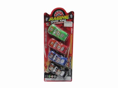 PULL BACK CAR 4PCS(NATURAL COLOR) RED/GREEN/BLACK/BLUE 2ASST - HP1037564