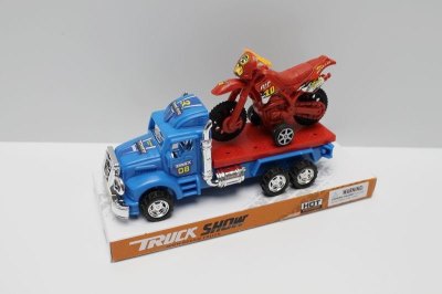 FRICTION TRAILER W/PULL BACK MOTORCYCLE RED/WHITE/BLUE - HP1037962