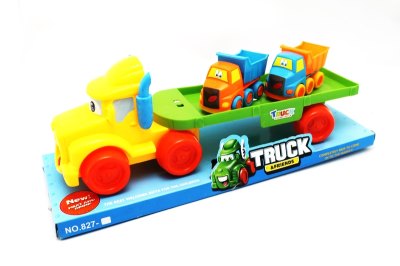 FRICTION TRUCK W/2 CONSTRUCTION CAR BLUE/GREEN/YELLOW - HP1039792