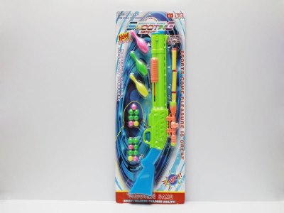 PING PONG GUN W/LIGHT MUSIC GREEN/YELLOW，INCLUDE BATTERY - HP1039925