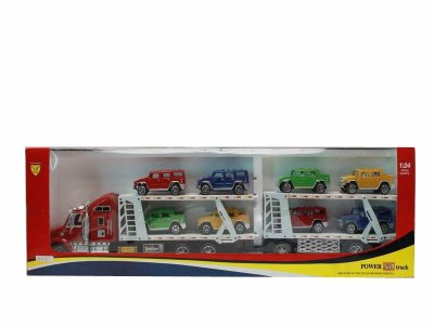 FRICTION TRUCK W/8 CAR RED/BLUE - HP1039977