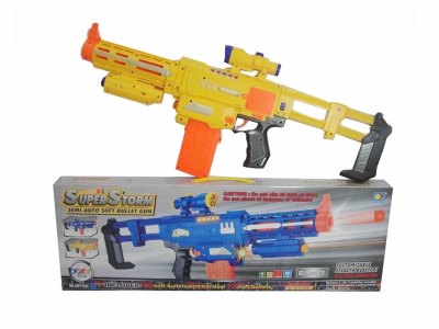 B/O SOFT SHOOTING GUN W/LIGHT MUSIC YELLOW/BLUE - HP1040149