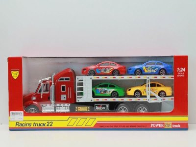 FRICTION TRUCK W/4 CAR RED/BLUE - HP1040295