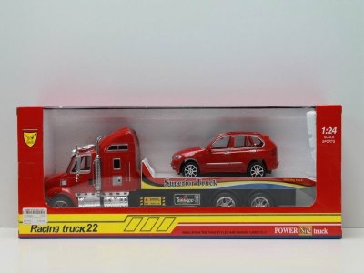 FRICTION TRUCK W/4 MOTORCYCLE  RED/GREEN - HP1040296