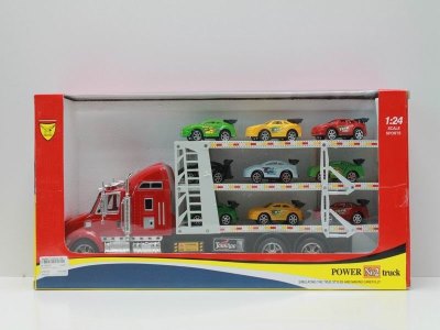 FRICTION TRUCK W/4 CAR RED/GREEN - HP1040302