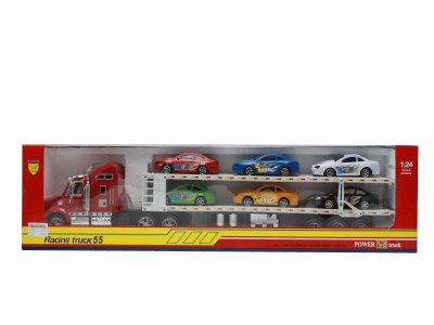 FRICTION TRUCK W/6 CAR RED/BLUE - HP1040303
