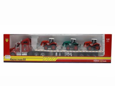 FRICTION TRUCK W/3 FARMER CAR YELLOW/GREEN - HP1040304