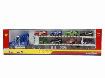 FRICTION TRUCK W/8 CAR RED/BLUE - HP1040305