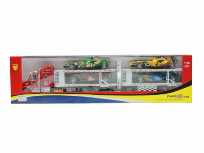 FRICTION TRUCK W/4 CAR RED/YELLOW - HP1040310
