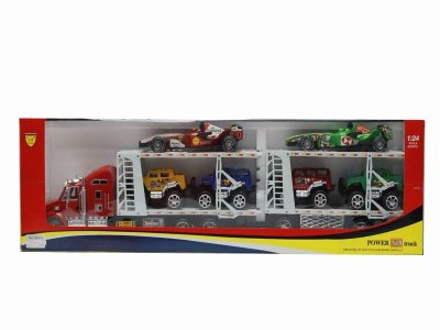 FRICTION TRUCK W/6 CAR RED/YELLOW - HP1040313