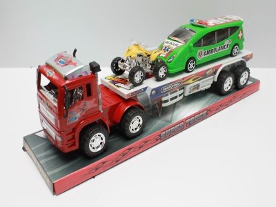 FRICTION TRUCK W/PULL BACK POLICE CAR & PULL BACK BEACH MOTORCYCLE 3COLOR - HP1040341