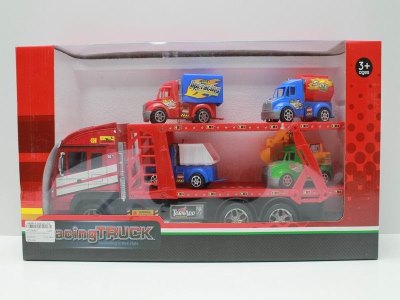FRICTION TRUCK W/4 CONSTRUCTION CAR GREEN/YELLOW - HP1040400