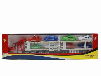FRICTION TRUCK W/HELICOPTER RED/BLUE - HP1040404