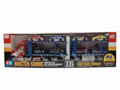FRICTION TRUCK W/4 CAR RED/GREEN/YELLOW - HP1040406