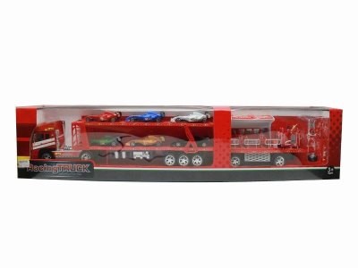 FRICTION TRUCK W/6 CAR RED/BLUE - HP1040414