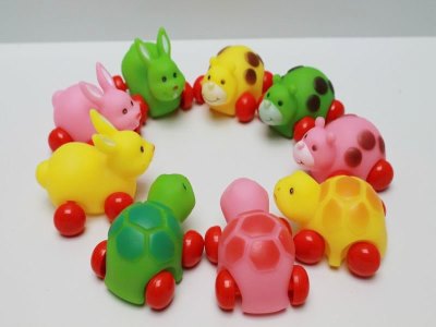 VINYL CAR(RABBIT & CATTLE & TORTOISE) GREEN/YELLOW/PINK - HP1040502
