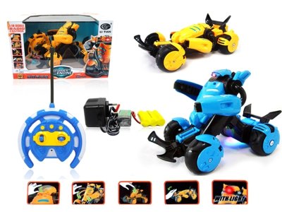1：18 4CHANNEL TRANSFORMER R/C CAR.INCLUDE BATTERY.YELLOW/BLUE - HP1041336