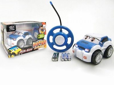1：18 2 FUNCTION R/C CARTOON TAXI W/LIGHT YELLOW/BLUE，INCLUDED BATTERY - HP1042586