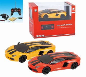 1:24 4FUNCTION R/C DIE CAST CAR W/LIGHT ORANGE/YELLOW - HP1042800