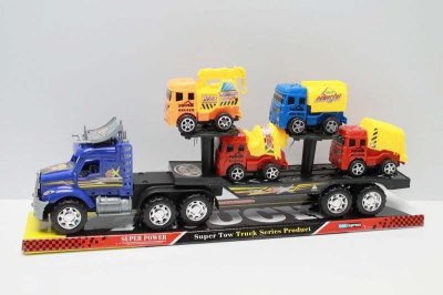 FRICTION TRUCK W/4 FREE WAY CONSTRUCTION CAR  RED/BLUE/BLACK - HP1042830