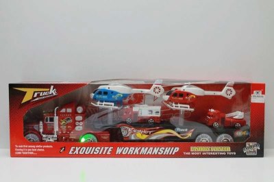 FRICTION TRUCK W/2FREE WAY HELICOPTER & 2FREE WAY FIRE ENGINE & LIGHT & MUSIC - HP1042985