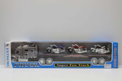 FRICTION TRUCK W/3 FREE WAY MOTORCYCLE & LIGHT & MUSIC - HP1042989