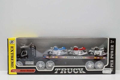 FRICTION TRUCK W/3 FREE WAY MOTORCYCLE & LIGHT & MUSIC - HP1042990